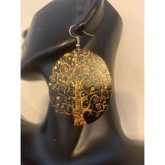 Graphic Tree Of Life Earrings - Picture 2 of 3